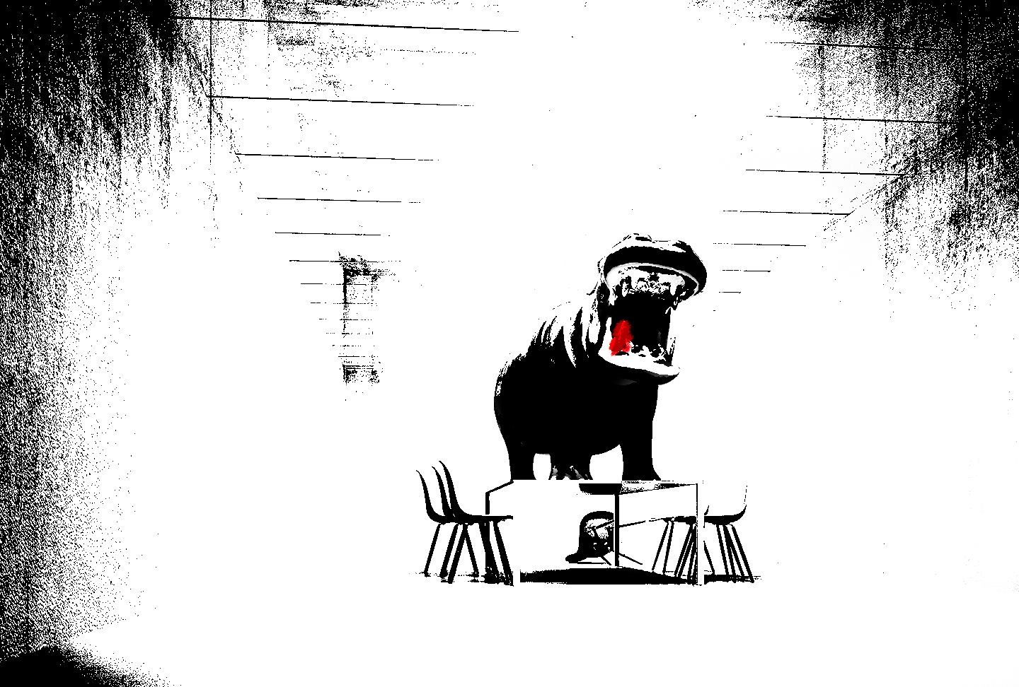 hippopotamus on table